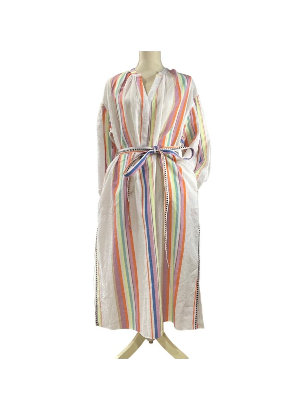Lemlem X H&M Multicolored Striped Kaftan Women's Size Medium Lyocell Pockets‎